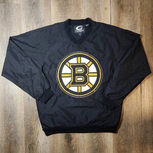 🐻💛🖤NHL G-III Sports Boston Bruins Black V-Neck Pullover Windbreaker Jacket-S